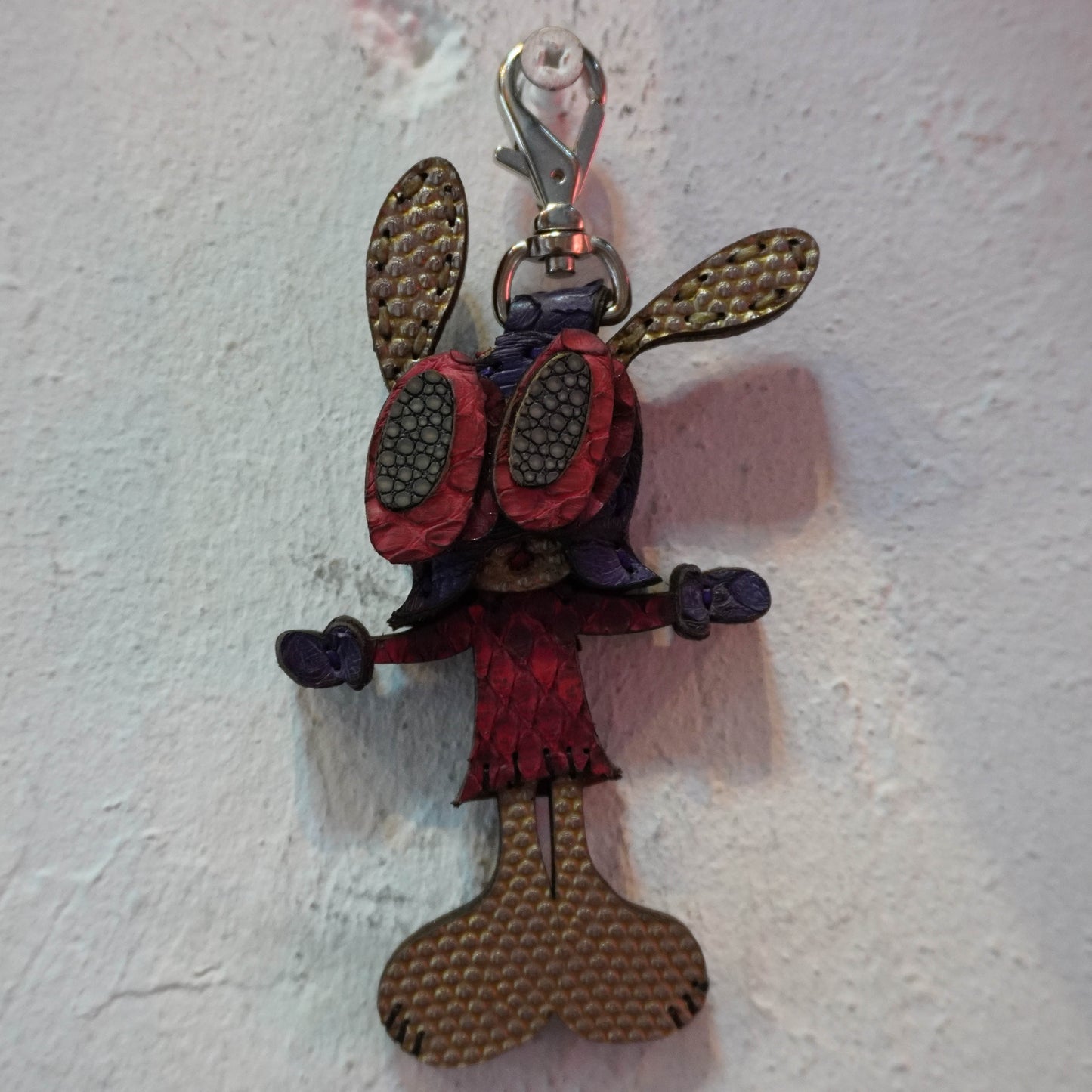 LEATHER KEYCHAIN "CROSS" - PYTHON