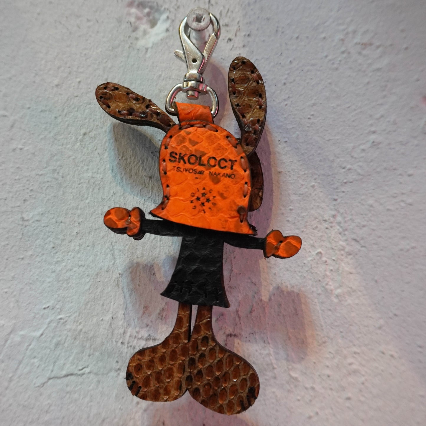 LEATHER KEYCHAIN "CROSS" - PYTHON