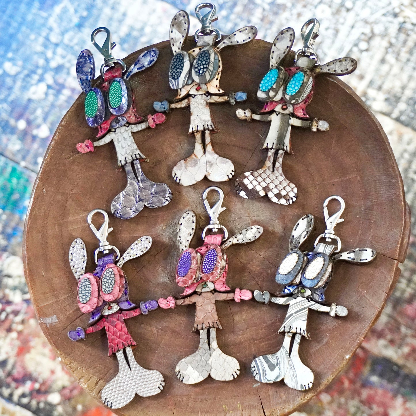 LEATHER KEYCHAIN "CROSS" - PYTHON