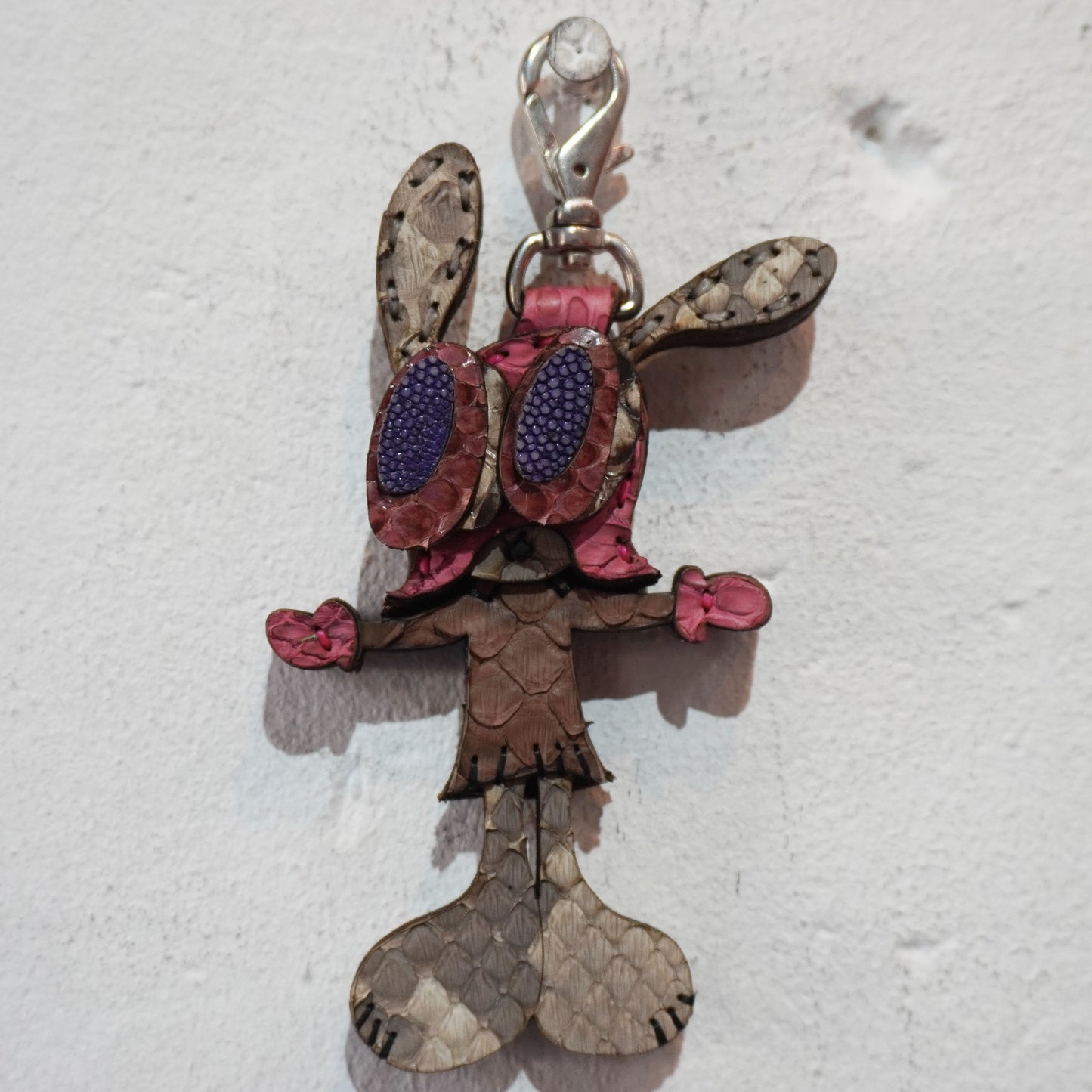 LEATHER KEYCHAIN "CROSS" - PYTHON