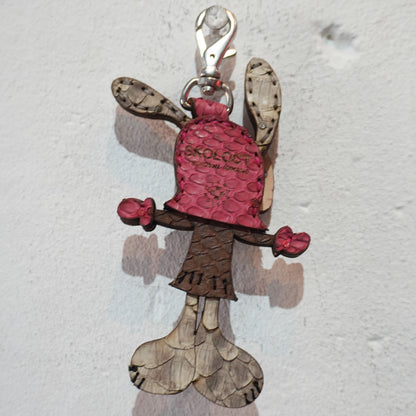 LEATHER KEYCHAIN "CROSS" - PYTHON