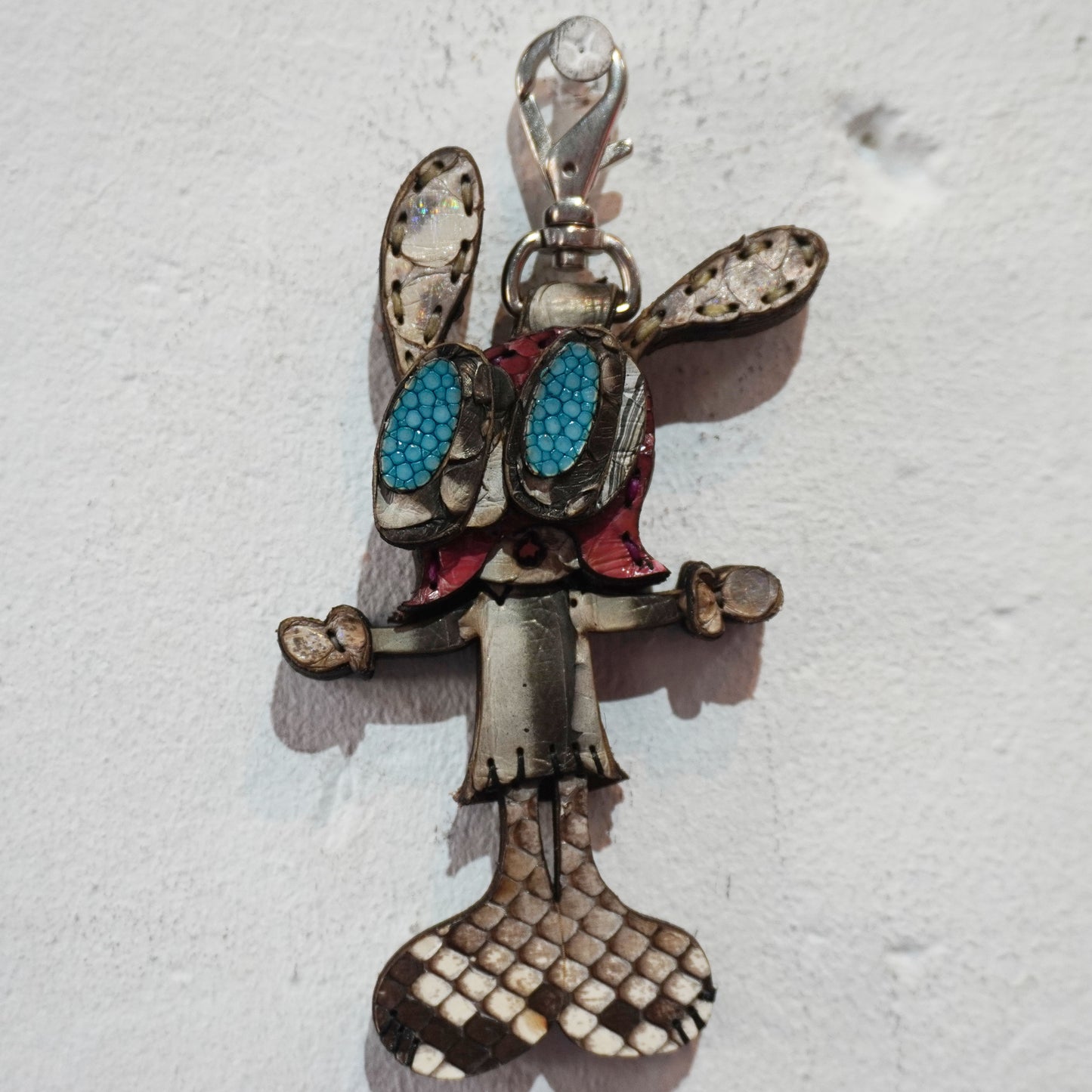 LEATHER KEYCHAIN "CROSS" - PYTHON