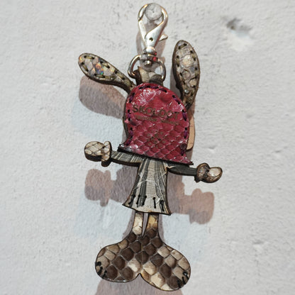 LEATHER KEYCHAIN "CROSS" - PYTHON