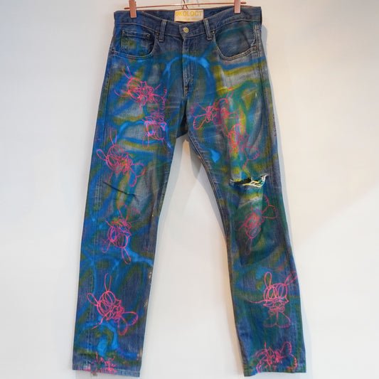 SKOLOCT SPRAY PAINTED JEANS - 33