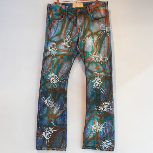 SKOLOCT SPRAY PAINTED JEANS - 34