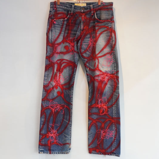 SKOLOCT SPRAY PAINTED JEANS - 34