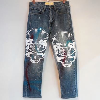 SKOLOCT SKULL PAINTED JEANS - 31