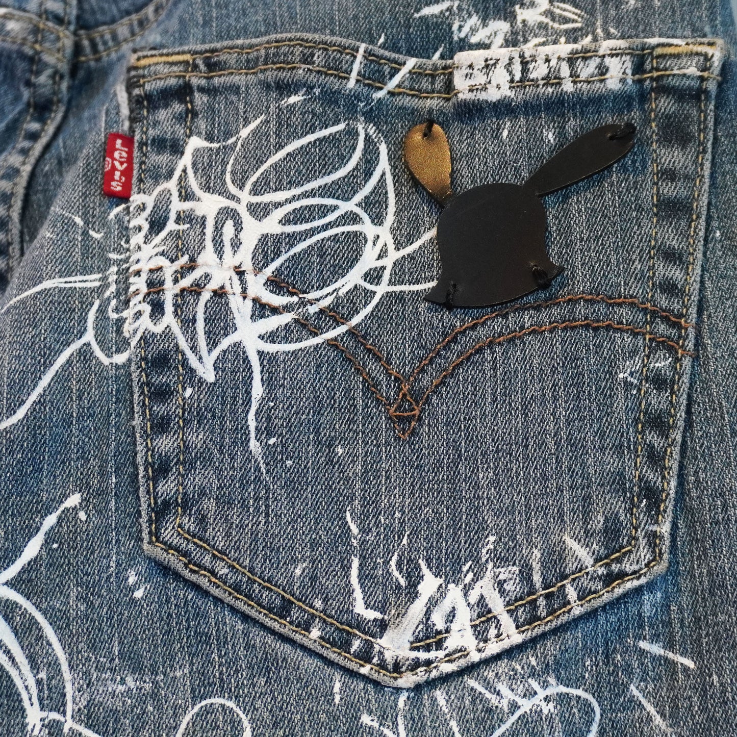 SKOLOCT SKULL PAINTED JEANS - 31