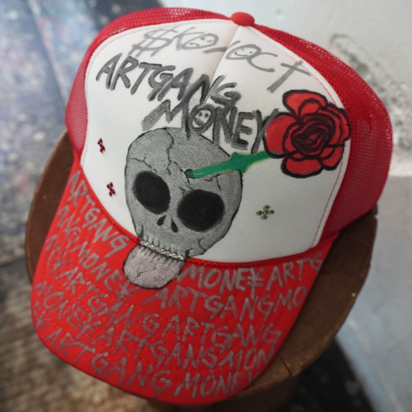 SKOLOCT SKULL PAINTED MESH CAP (RHINESTONE)