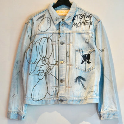 SKOLOCT HAND-DRAWN REWORKED DENIM JACKET