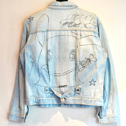 SKOLOCT HAND-DRAWN REWORKED DENIM JACKET
