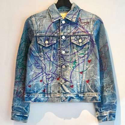 SKOLOCT HAND-DRAWN REWORKED DENIM JACKET