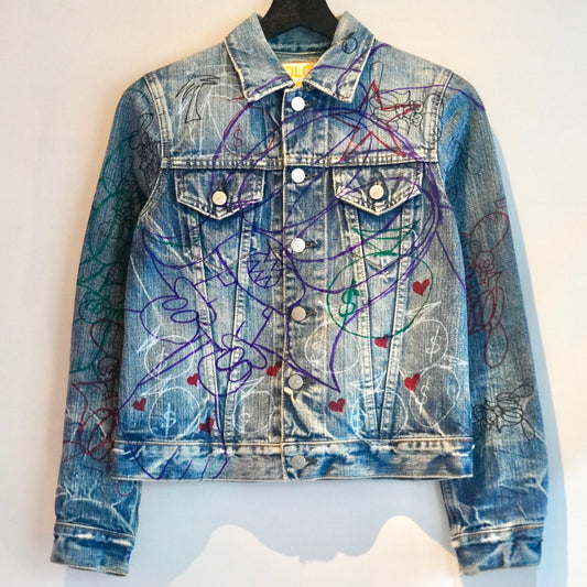 SKOLOCT HAND-DRAWN REWORKED DENIM JACKET