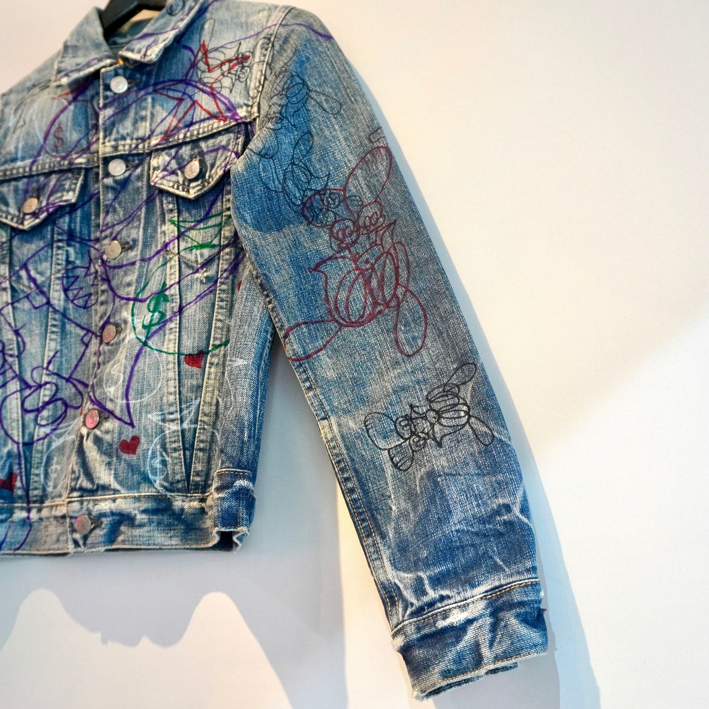 SKOLOCT HAND-DRAWN REWORKED DENIM JACKET