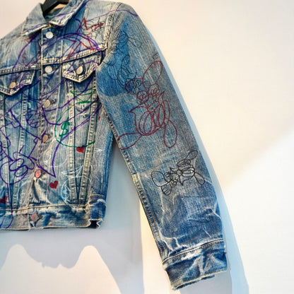 SKOLOCT HAND-DRAWN REWORKED DENIM JACKET