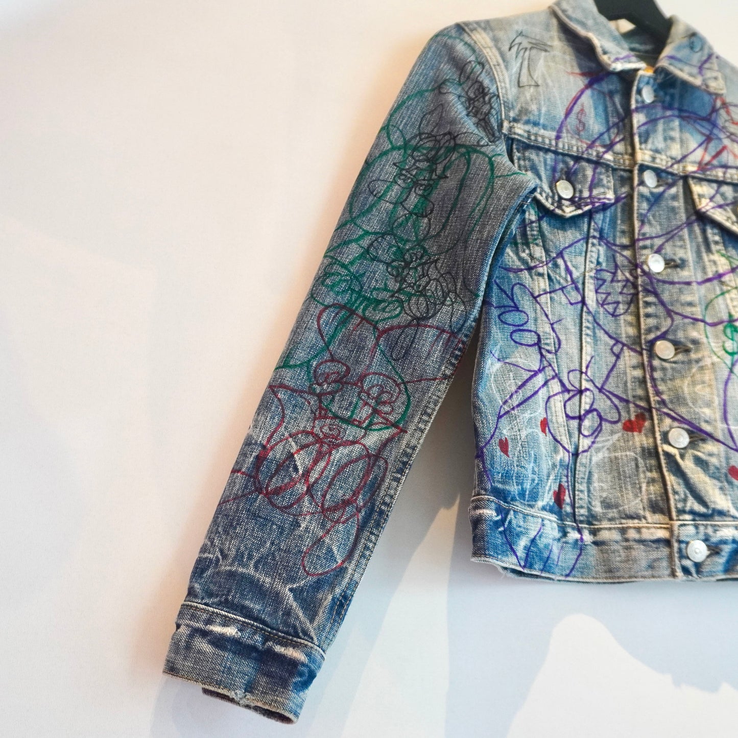 SKOLOCT HAND-DRAWN REWORKED DENIM JACKET