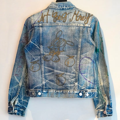 SKOLOCT HAND-DRAWN REWORKED DENIM JACKET