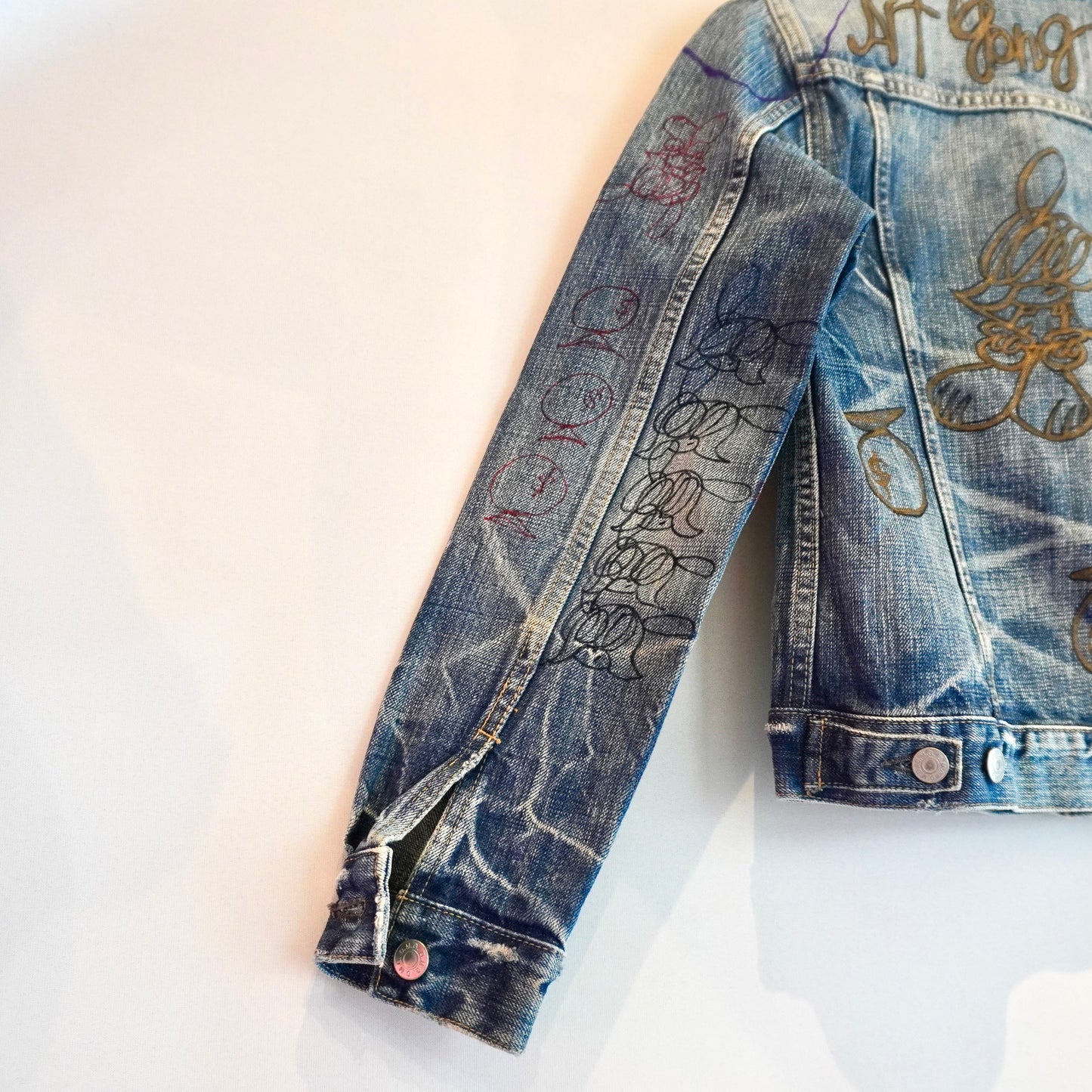 SKOLOCT HAND-DRAWN REWORKED DENIM JACKET