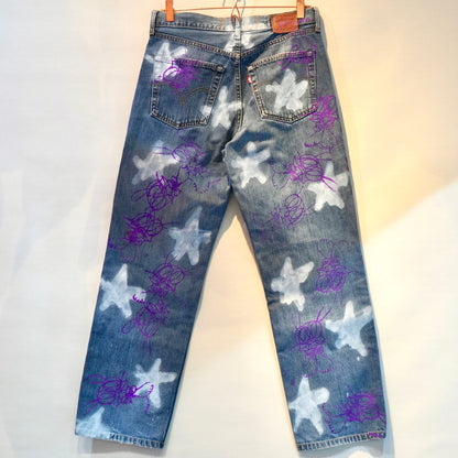 SKOLOCT SPRAY PAINTED JEANS - 33
