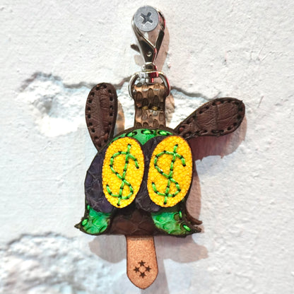 LEATHER KEY COVER - DOLLAR EYES/PYTHON