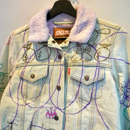 SKOLOCT HAND-DRAWN REWORKED DENIM JACKET (S)