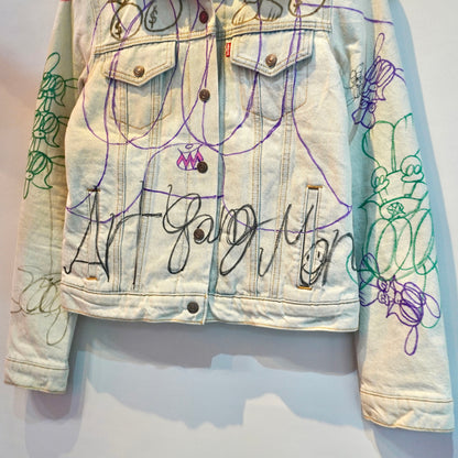SKOLOCT HAND-DRAWN REWORKED DENIM JACKET (S)