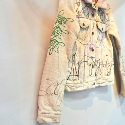 SKOLOCT HAND-DRAWN REWORKED DENIM JACKET (S)