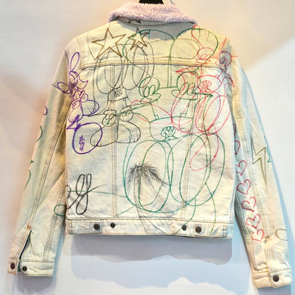 SKOLOCT HAND-DRAWN REWORKED DENIM JACKET (S)