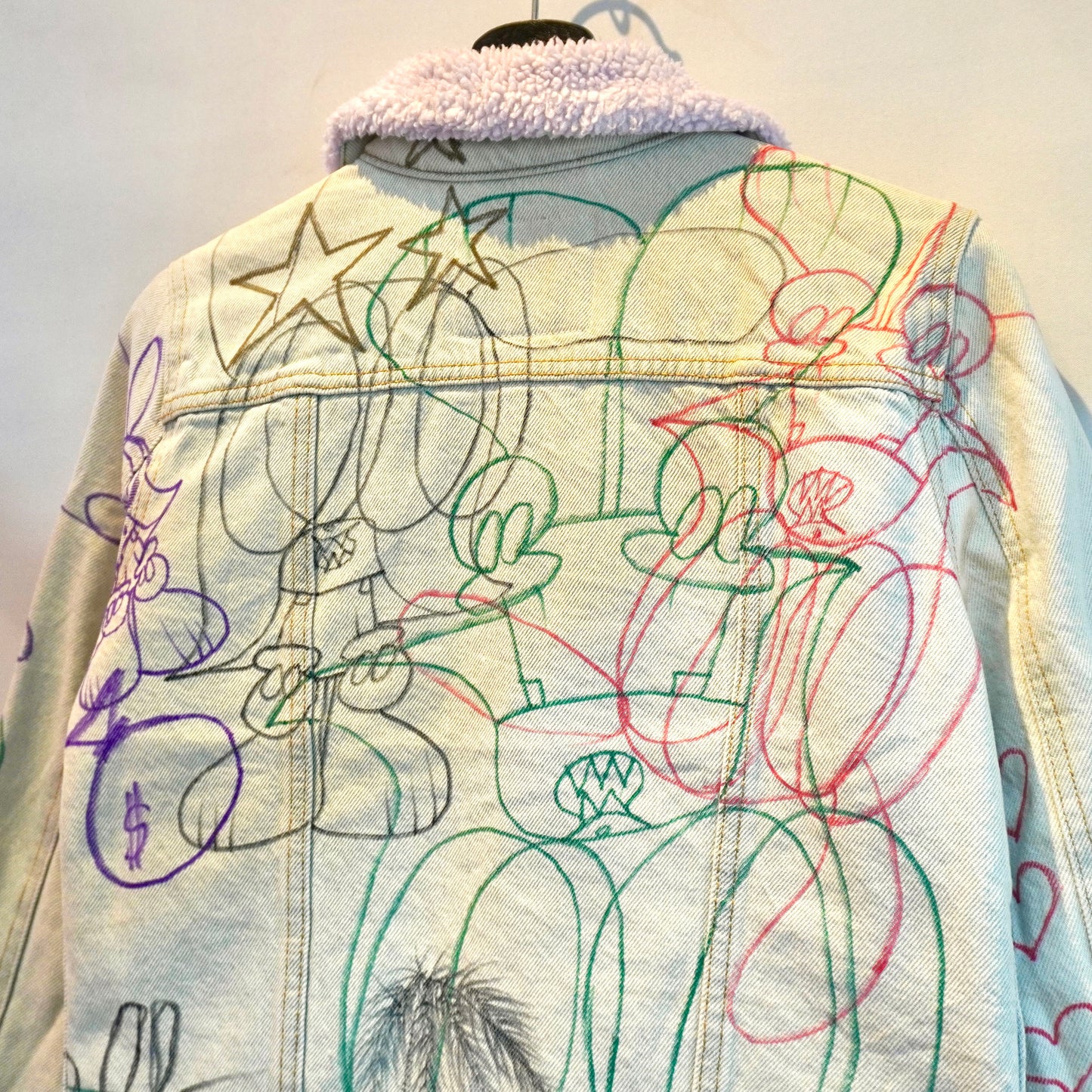 SKOLOCT HAND-DRAWN REWORKED DENIM JACKET (S)