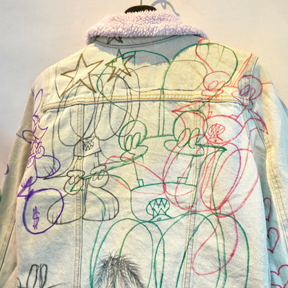 SKOLOCT HAND-DRAWN REWORKED DENIM JACKET (S)