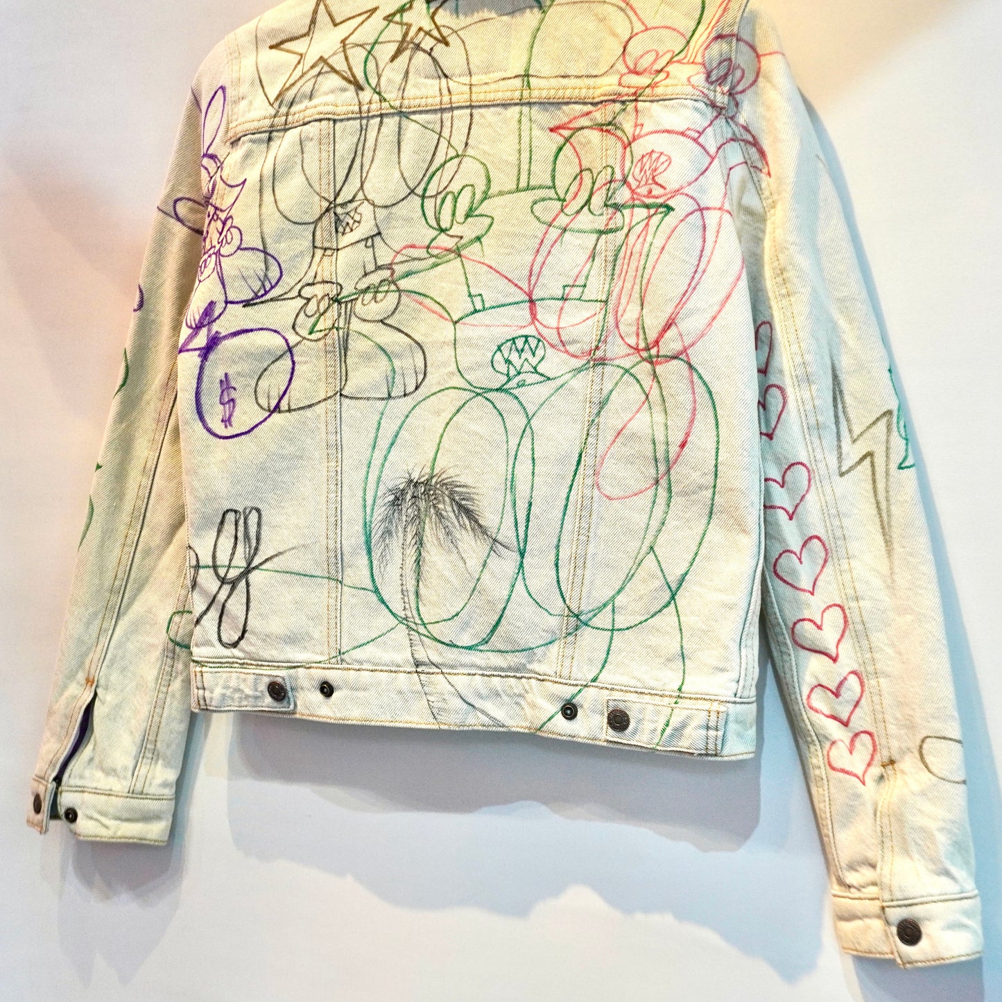 SKOLOCT HAND-DRAWN REWORKED DENIM JACKET (S)