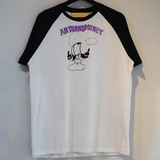 SKOLOCT FINGER SLOGAN RAGLAN T-SHIRT