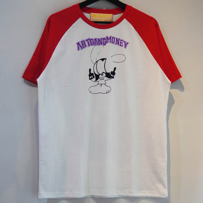 SKOLOCT FINGER SLOGAN RAGLAN T-SHIRT
