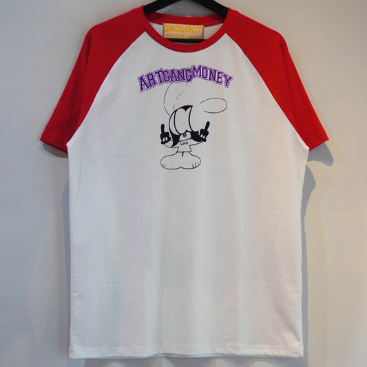 SKOLOCT FINGER SLOGAN RAGLAN T-SHIRT