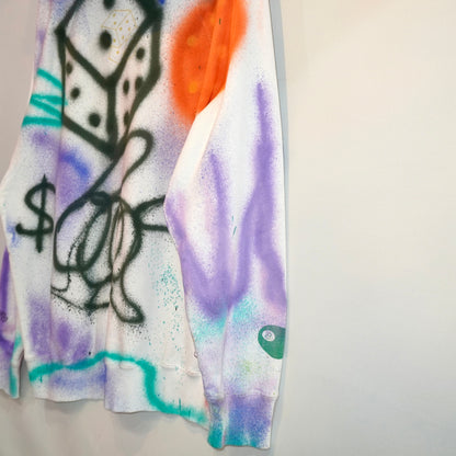 SKOLOCT SPRAY PAINTED REWORKED DICE HOODIE (M)