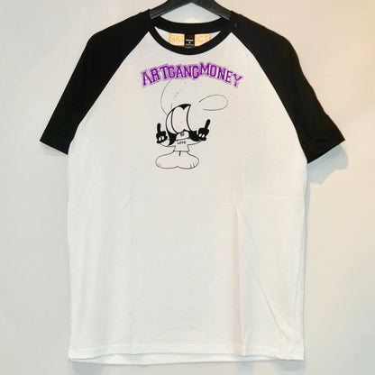 SKOLOCT FINGER SLOGAN RAGLAN T-SHIRT