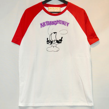 SKOLOCT FINGER SLOGAN RAGLAN T-SHIRT