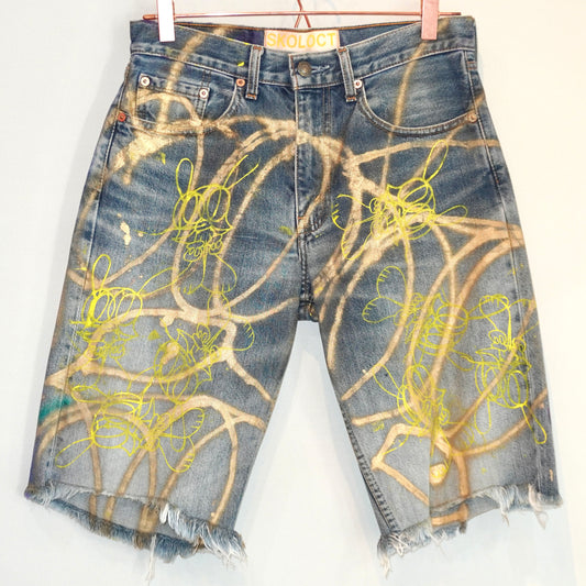 SKOLOCT SPRAY PAINTED DENIM PANTS - 30