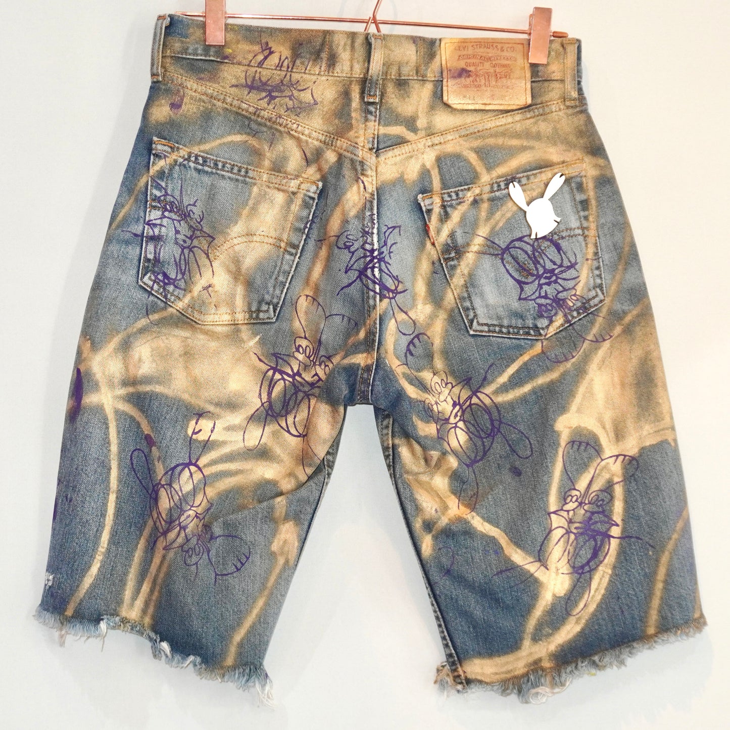 SKOLOCT SPRAY PAINTED DENIM PANTS - 30