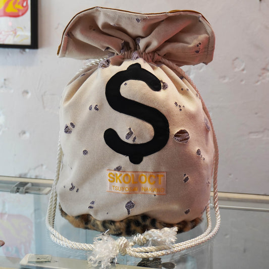 SKOLOCT DISTRESSED MONEY BAG - WHITE (LEOPARD)