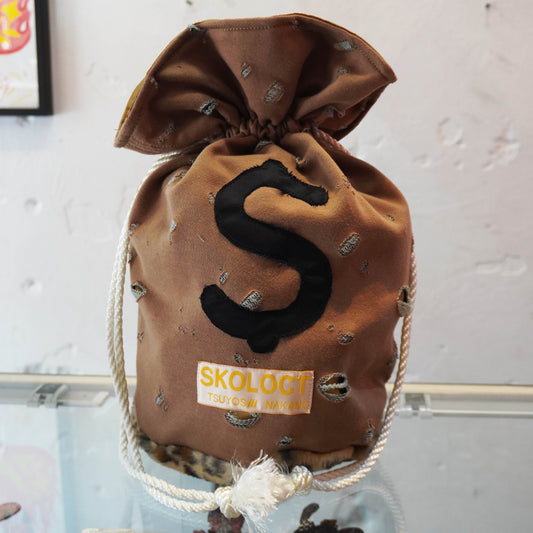 SKOLOCT DISTRESSED MONEY BAG - BROWN (LEOPARD)