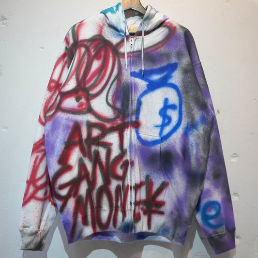 SKOLOCT SPRAY PAINTED ZIP HOODIE (XXL)