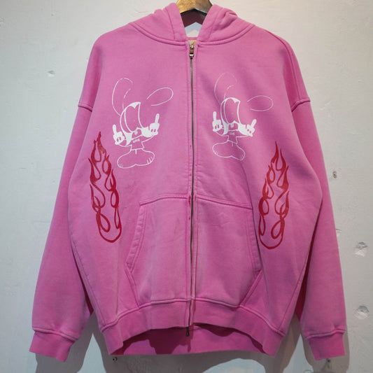 SKOLOCT PINK FLAME ZIP HOODIE (M)