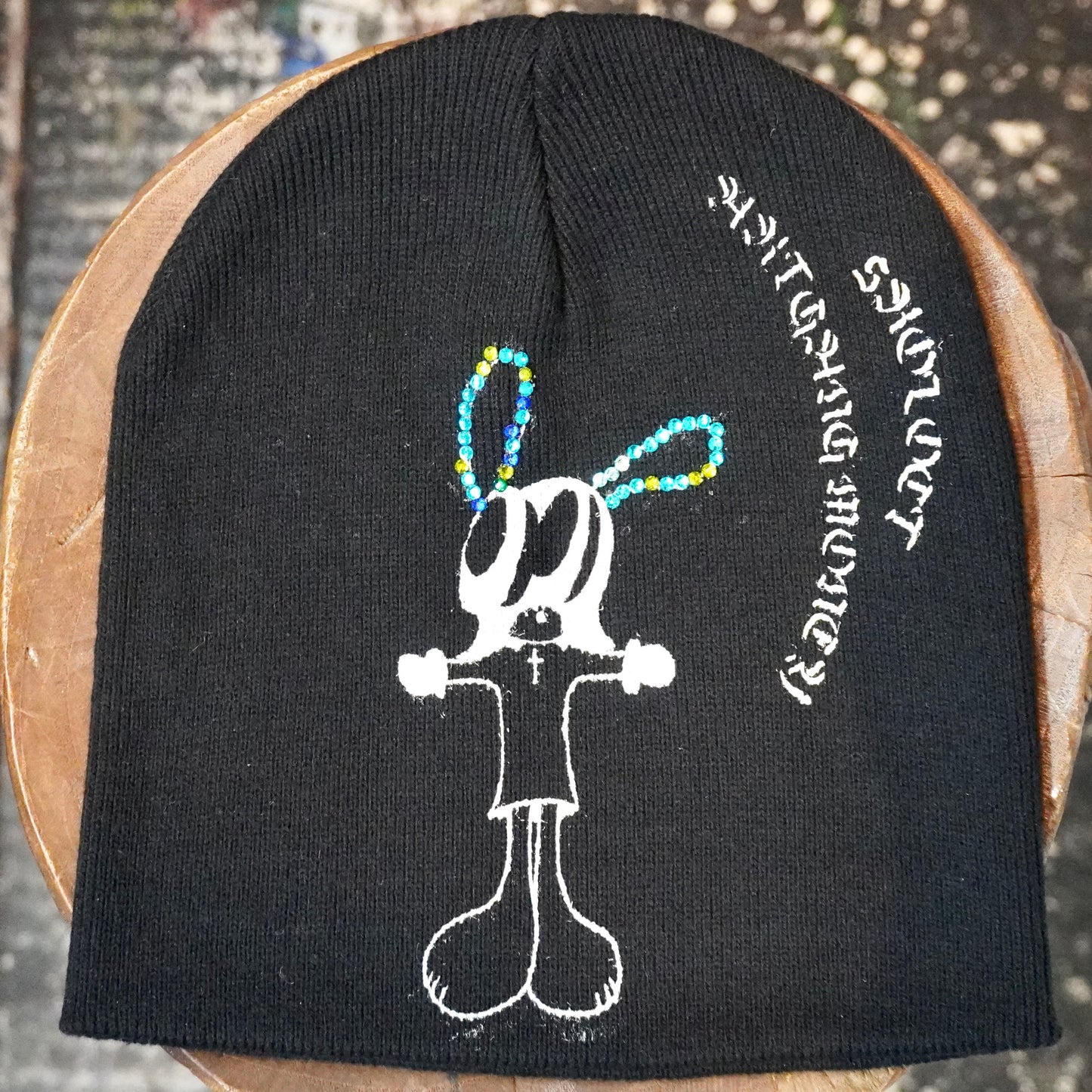 SKO CROSS SLOGAN BEANIE (RHINESTONE)
