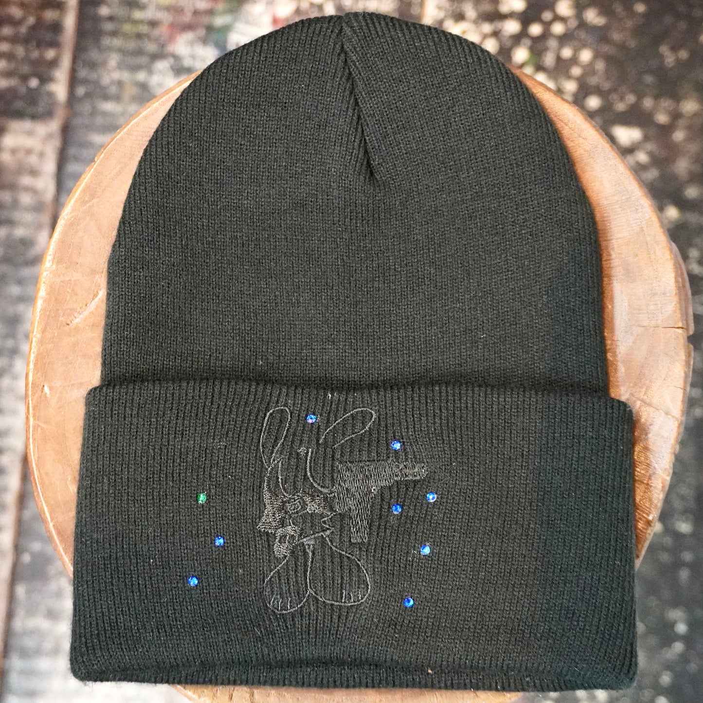 SKOLOCT UZI EMBROIDERED BEANIE (RHINESTONE)