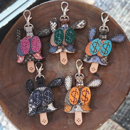 LEATHER KEY COVER - DOLLAR EYES/PYTHON