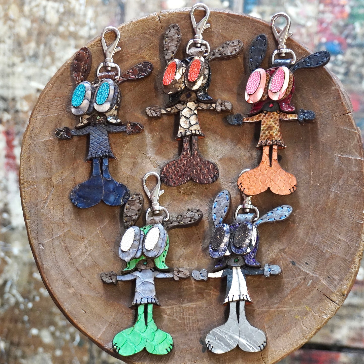 LEATHER KEYCHAIN "CROSS" - PYTHON