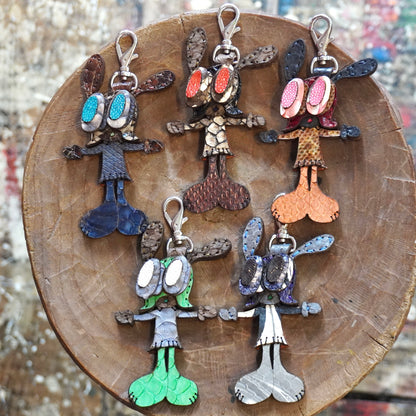 LEATHER KEYCHAIN "CROSS" - PYTHON
