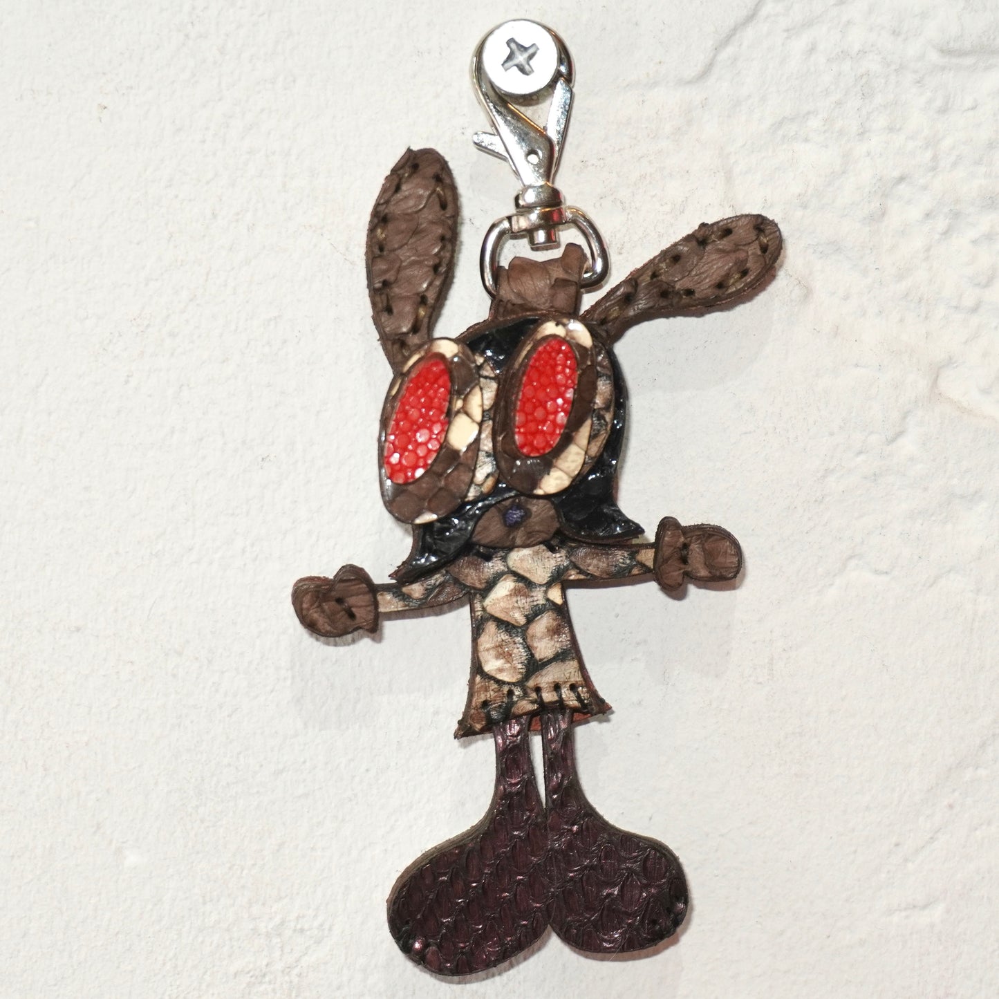 LEATHER KEYCHAIN "CROSS" - PYTHON