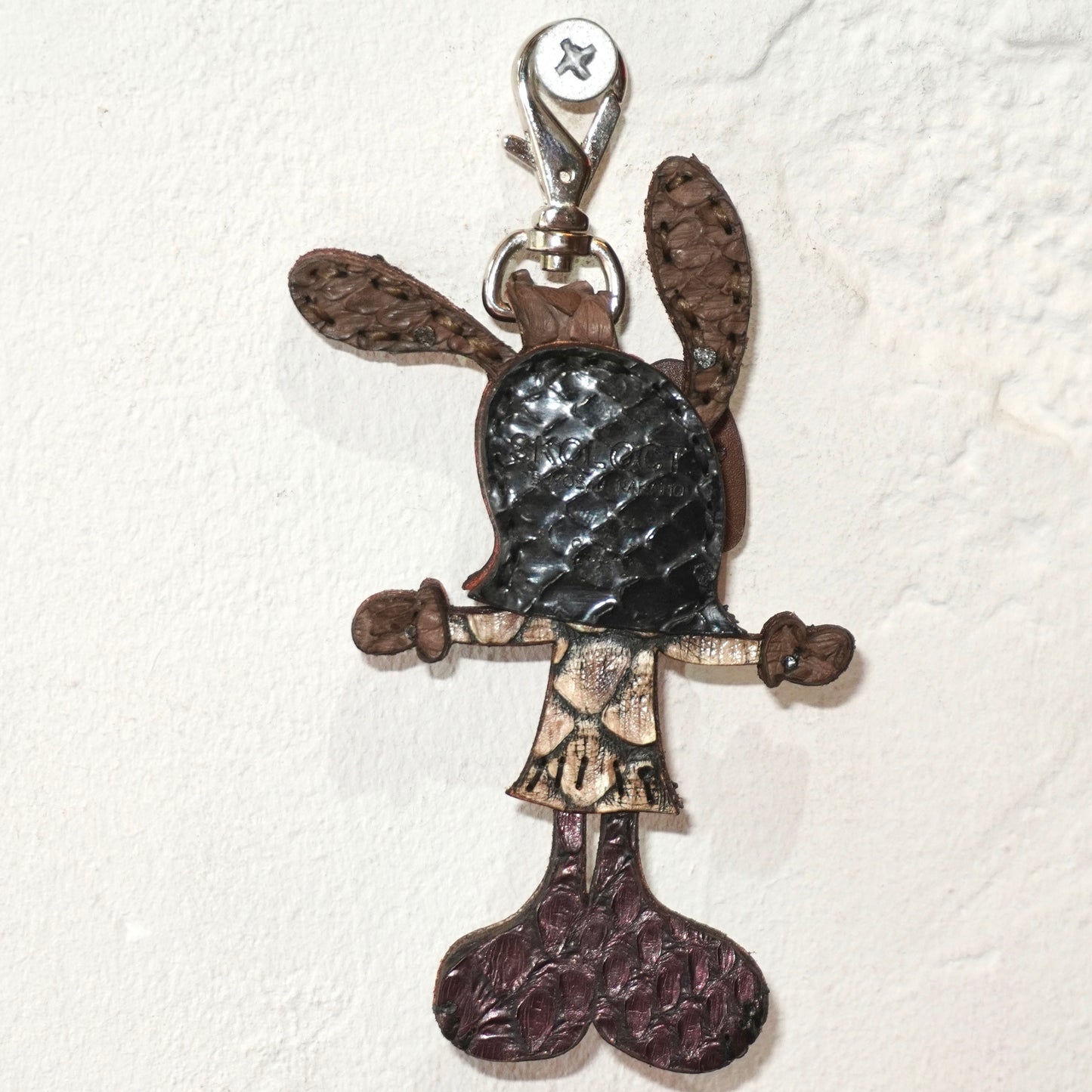 LEATHER KEYCHAIN "CROSS" - PYTHON